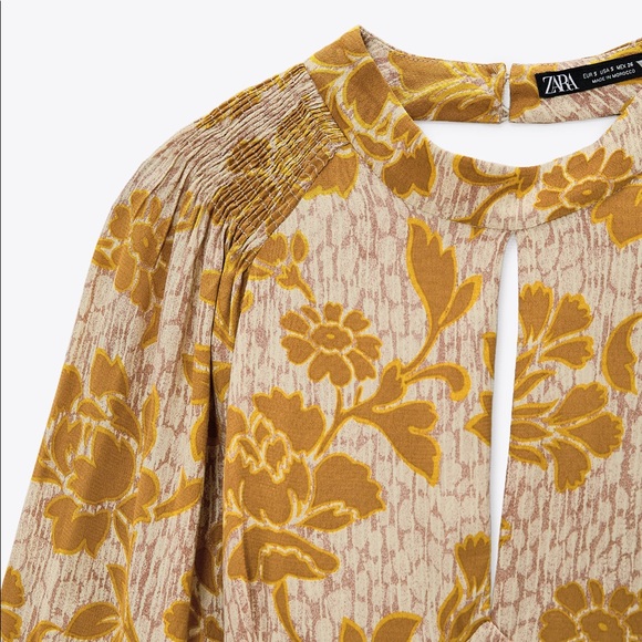 Zara Bloggers Favorite Floral Print Long Sleeve Midi Dress NWT - Picture 8 of 10